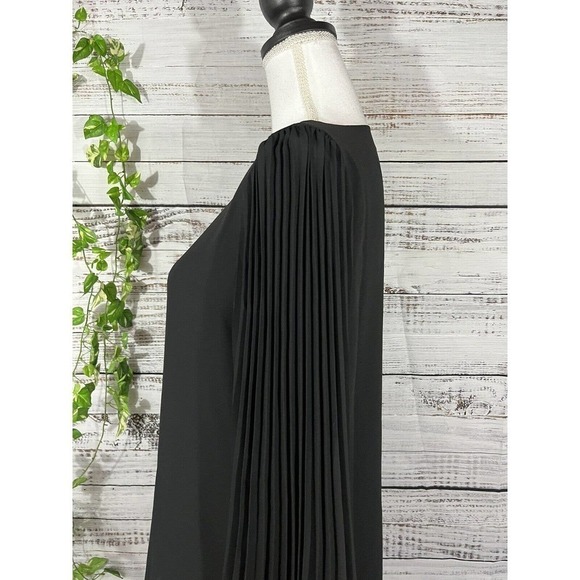 Laurie Felt Blouse Extra Small Black Sheer Pleated Sleeves Cocktail Evening Slim - Picture 10 of 13